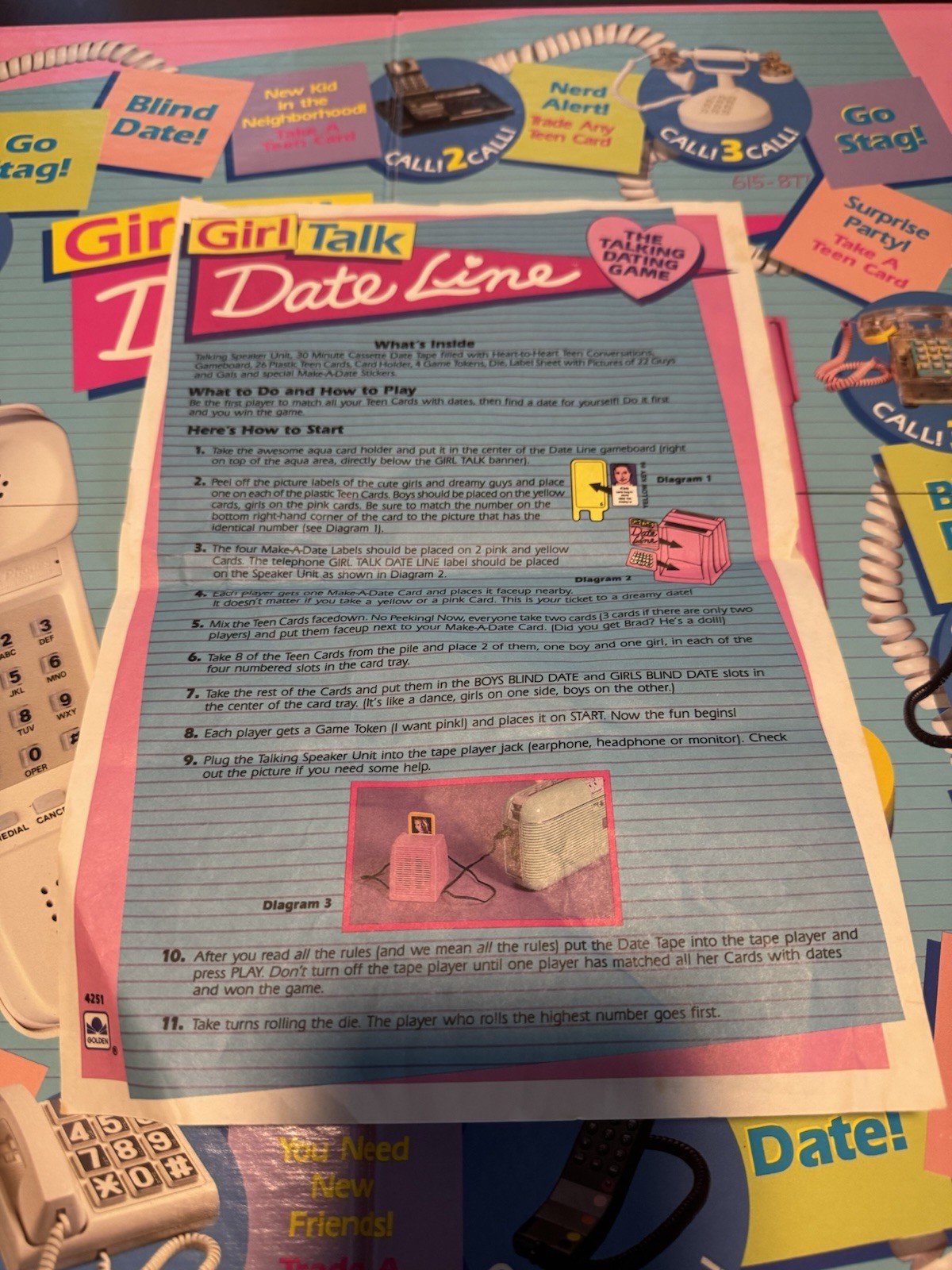 Golden Girl Talk Date Line Talking Dating Board Game Vintage 1989 Ages 10+ 4251