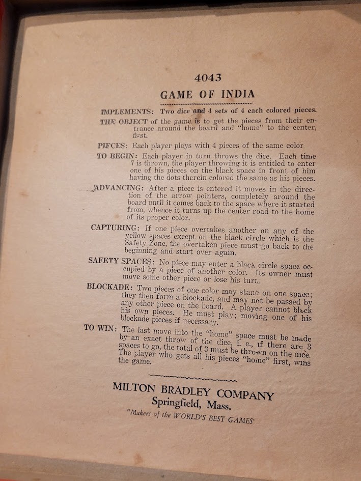 VINTAGE 1920’S MILTON BRADLEY GAME OF INDIA