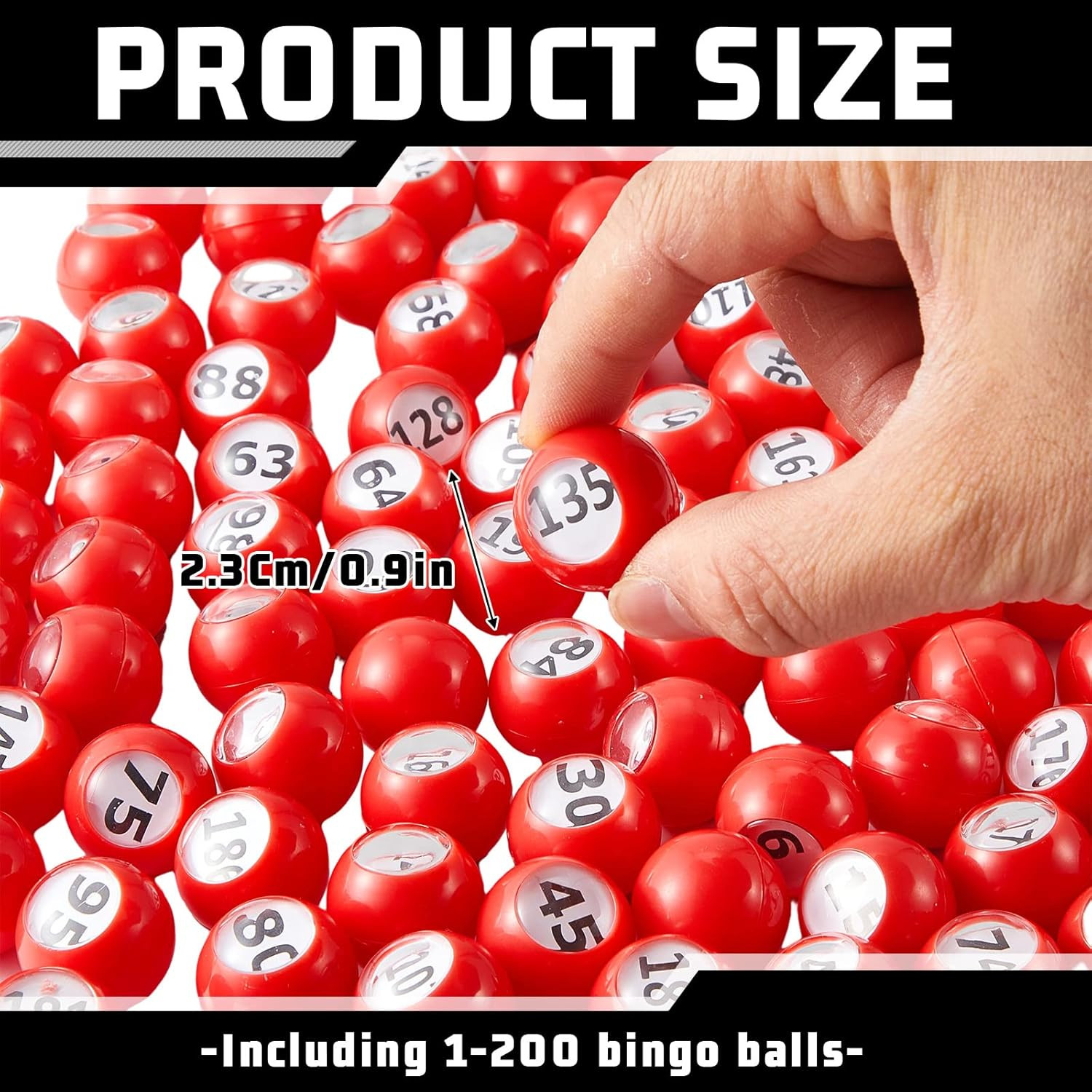 200-Piece Raffle Bingo Ball Set – Numbered 1-200 with Easy Read Window, Mini Pla