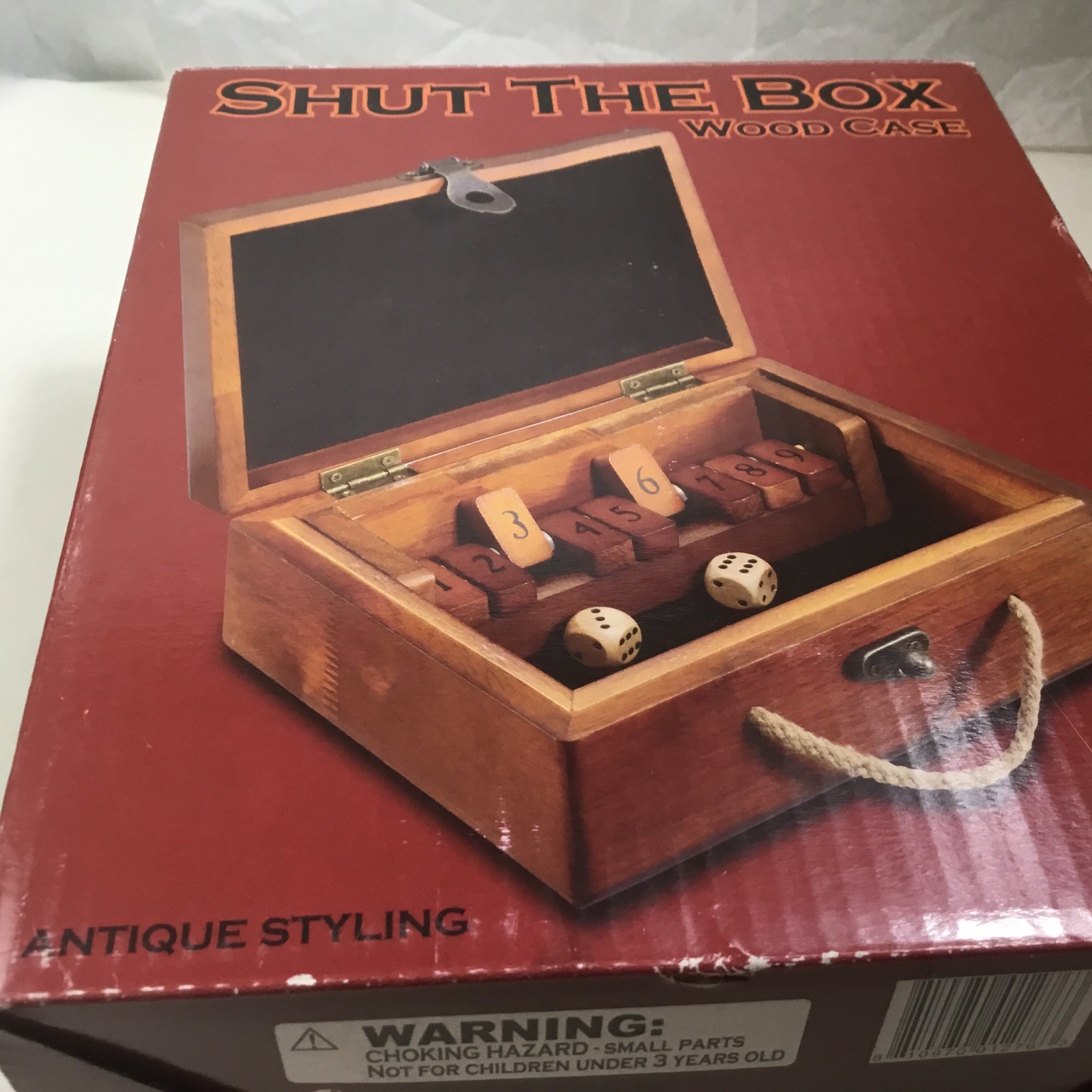 Game Shut The Box Wooden Case Dice Directions New In Box. 8x6x3 Inches Brown
