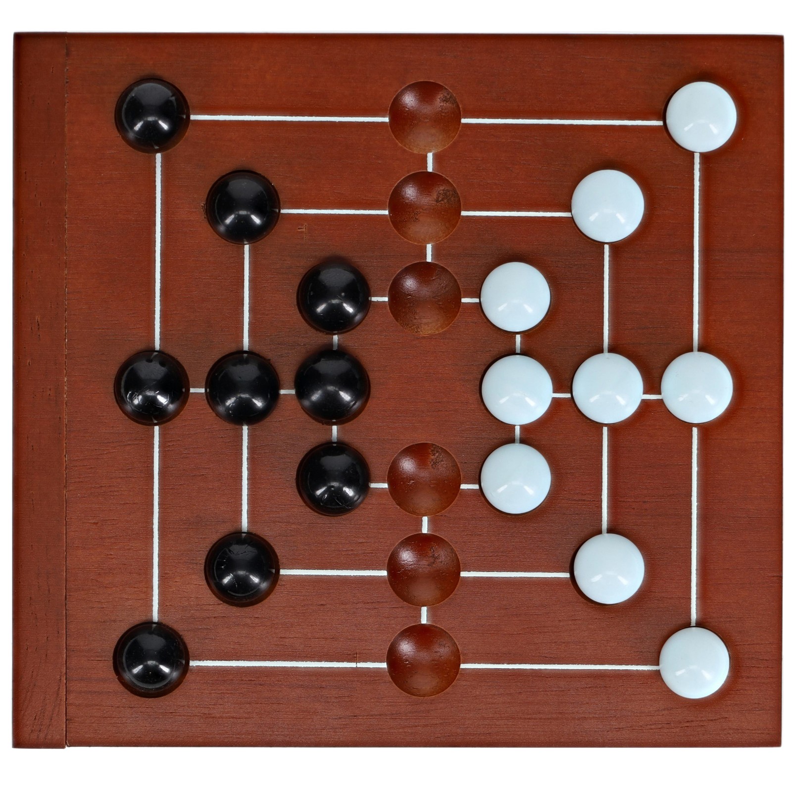 WE Games Nine Men’s Morris Wooden Travel Game with Marbles – 5 inch Travel Size