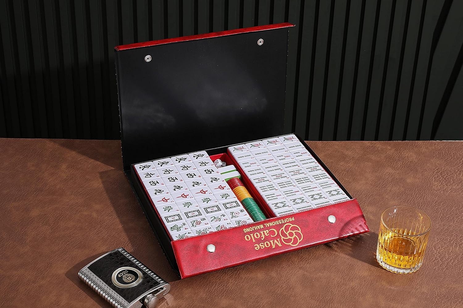 Professional Chinese Mahjong Game Set 146 Numbered Large Size Tiles with Carr…