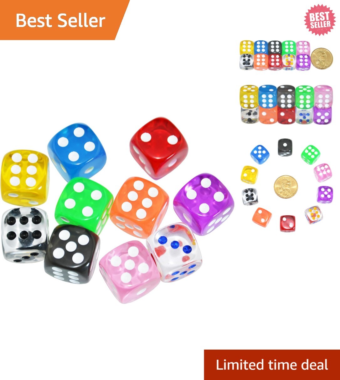 16mm Transparent D6 Dice Set – 10-piece Collection for Tabletop Roleplaying
