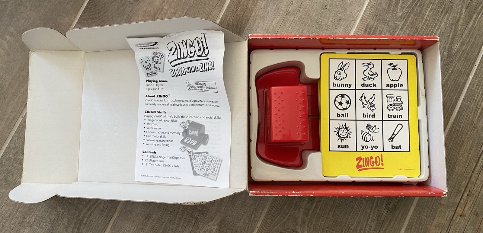 Vintage 2002 Binary Arts “ZINGO! BINGO with a ZING!” Game Ages 4+, 2-8 Players