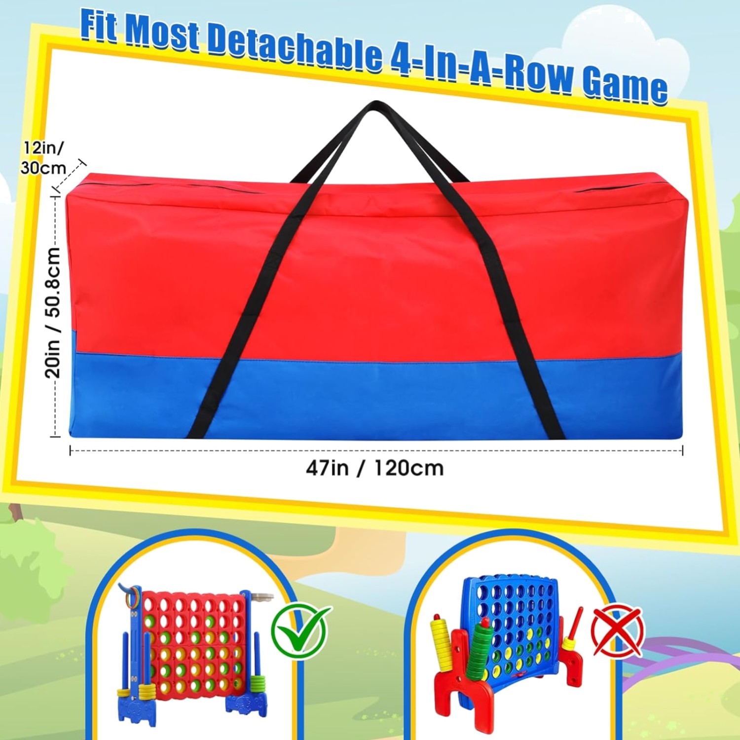 Giant 4 In a Row Game Carry and Storage Bag with Handle and Durable Zipper 47…