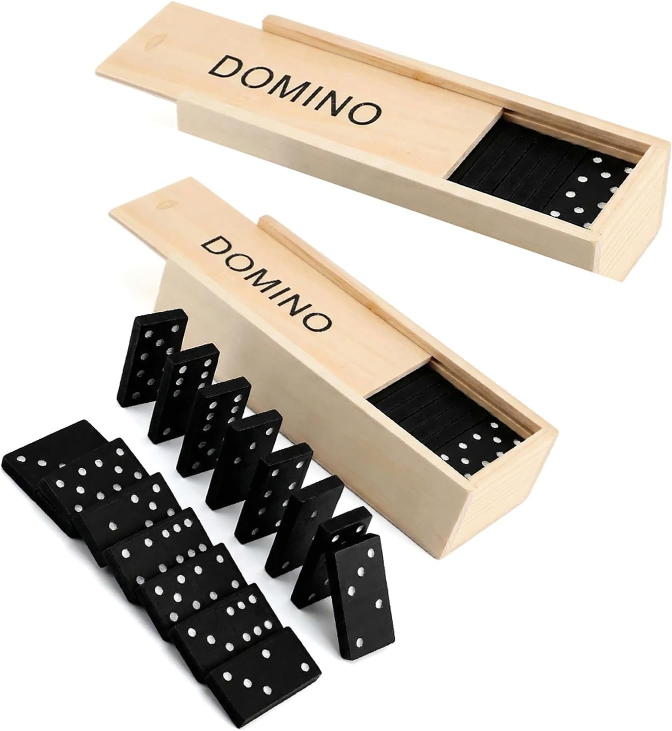 Mini Wooden Dominoes Set for Adults – Double 6 Game in Portable Wooden Case