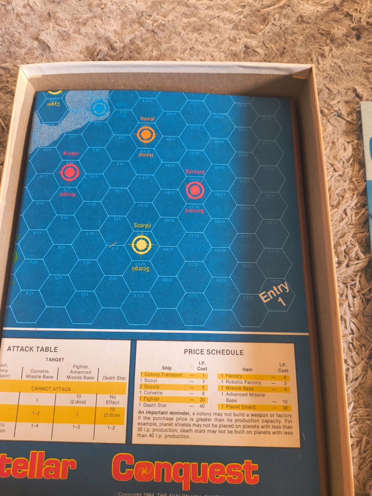 1984 STELLAR CONQUEST The Avalon Hill Board Game Rare Vintage unpunched