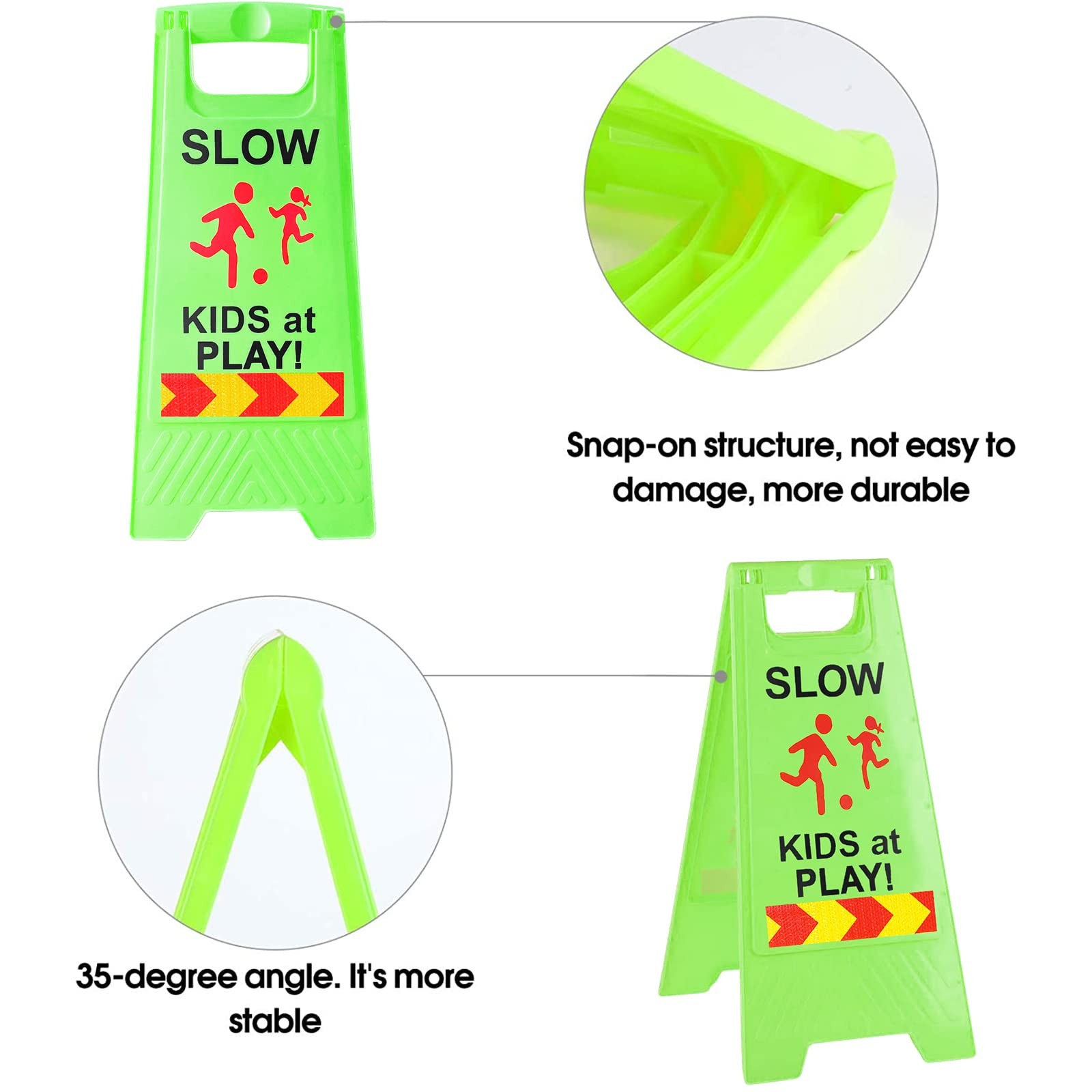 Slow Kids at Play Signs Double Sided Reflective Tape 2 Pack Green Street Text