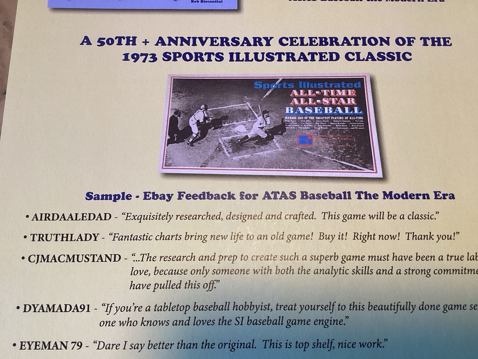 SI ALL-TIME ALL STAR BASEBALL BOARD GAME – 50th ANNIVERSARY EDITION
