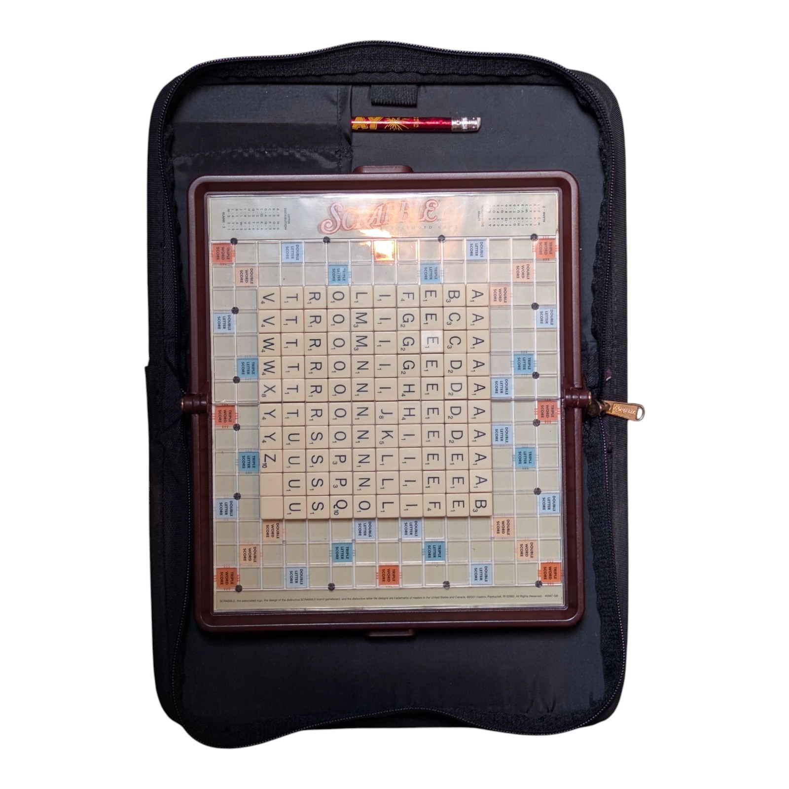 Scrabble Deluxe Travel Edition Board Game Hasbro Zipper CarryCase 100% Complete