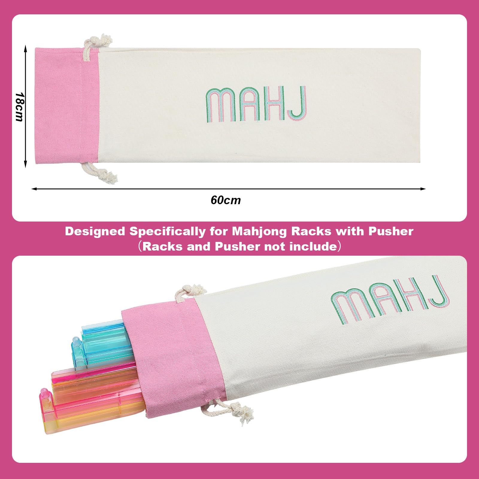 Sunnymove 3 Pcs Empty Mahjong Canvas Bag Gift Embroidered American Mahjong Set