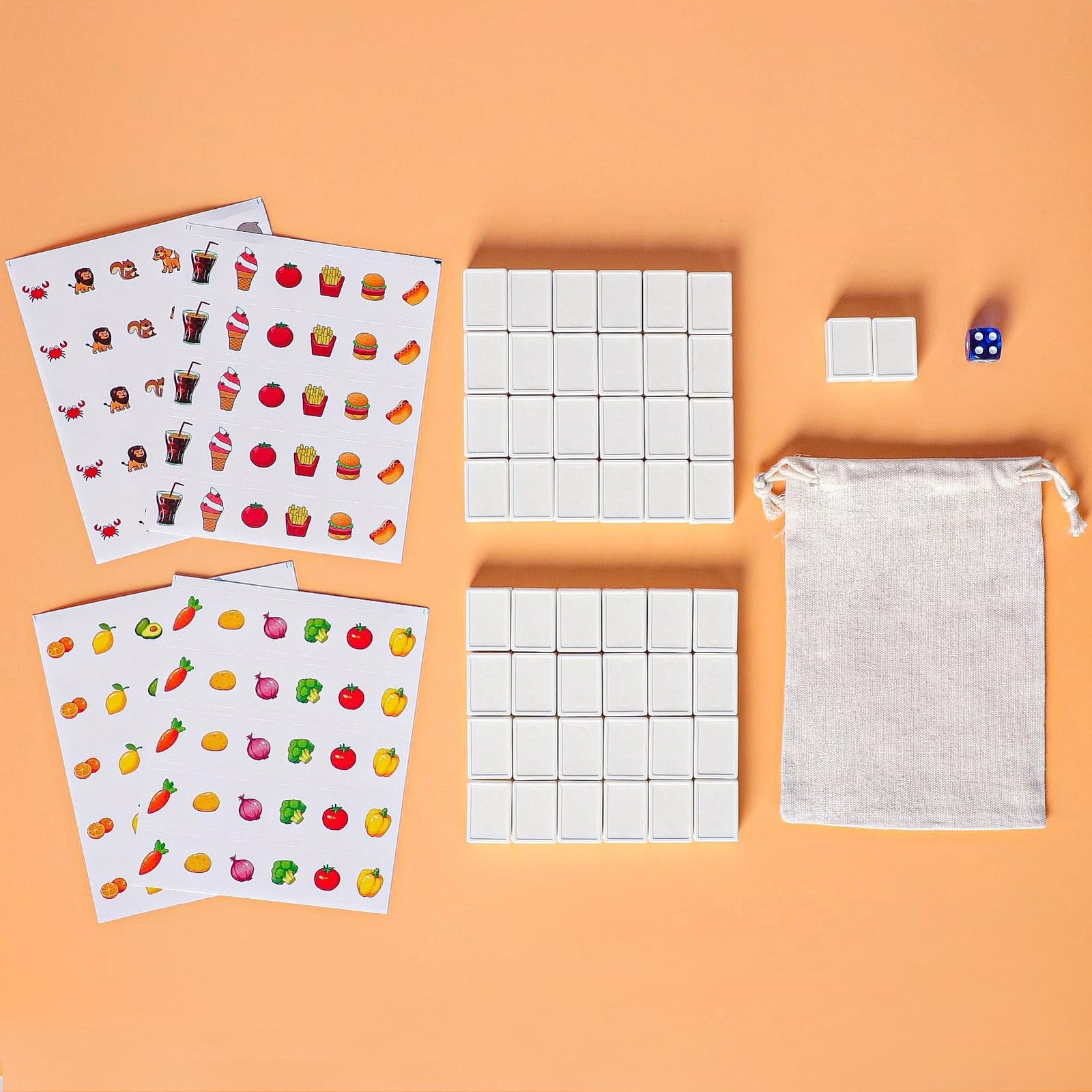 GRACIAS Mahjong Block Set, 50 Plastic Tiles (1.18”) with DIY Stickers, Por