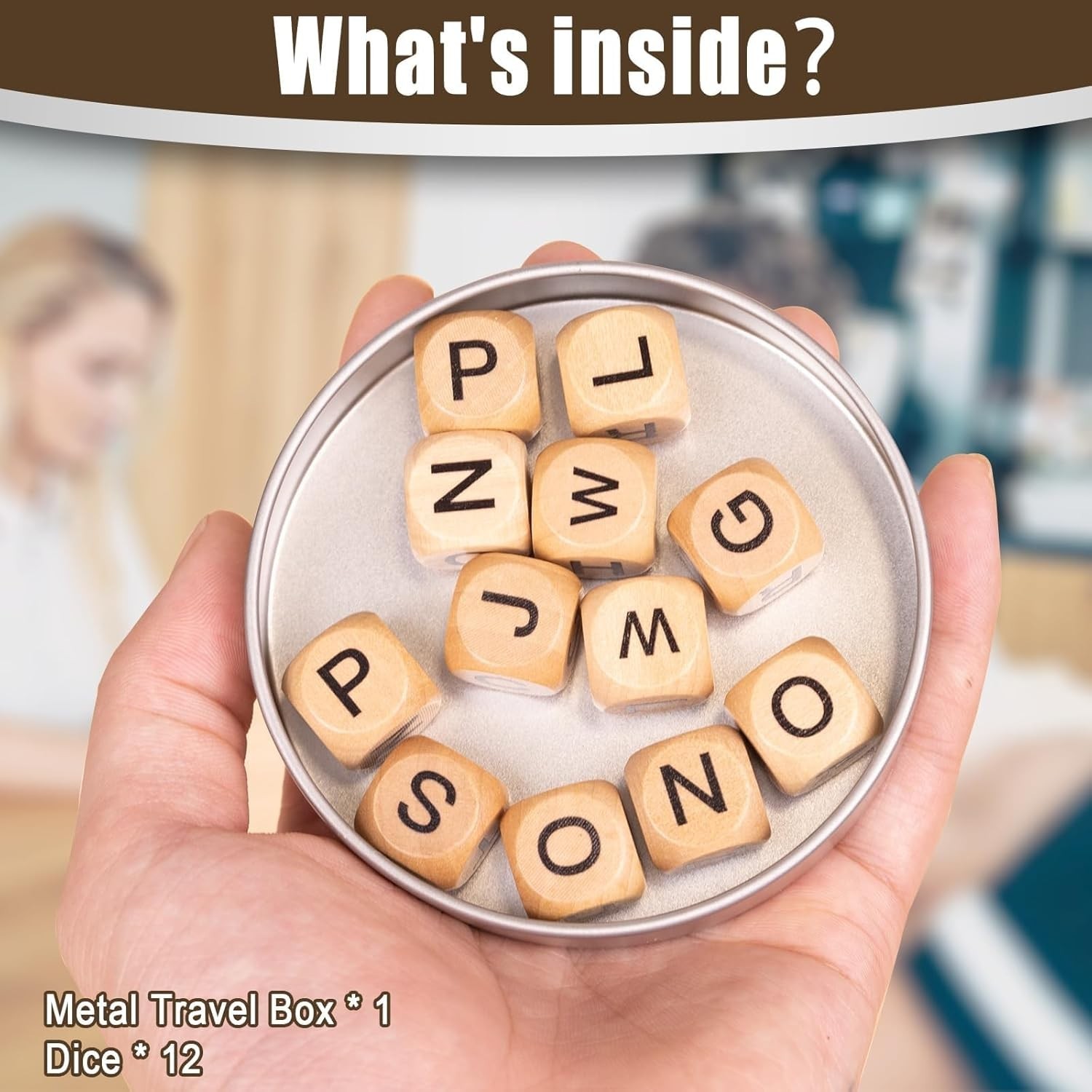The Crossword Game,Classical Game with 12 Dice Letters, Wooden Letter Tiles D…