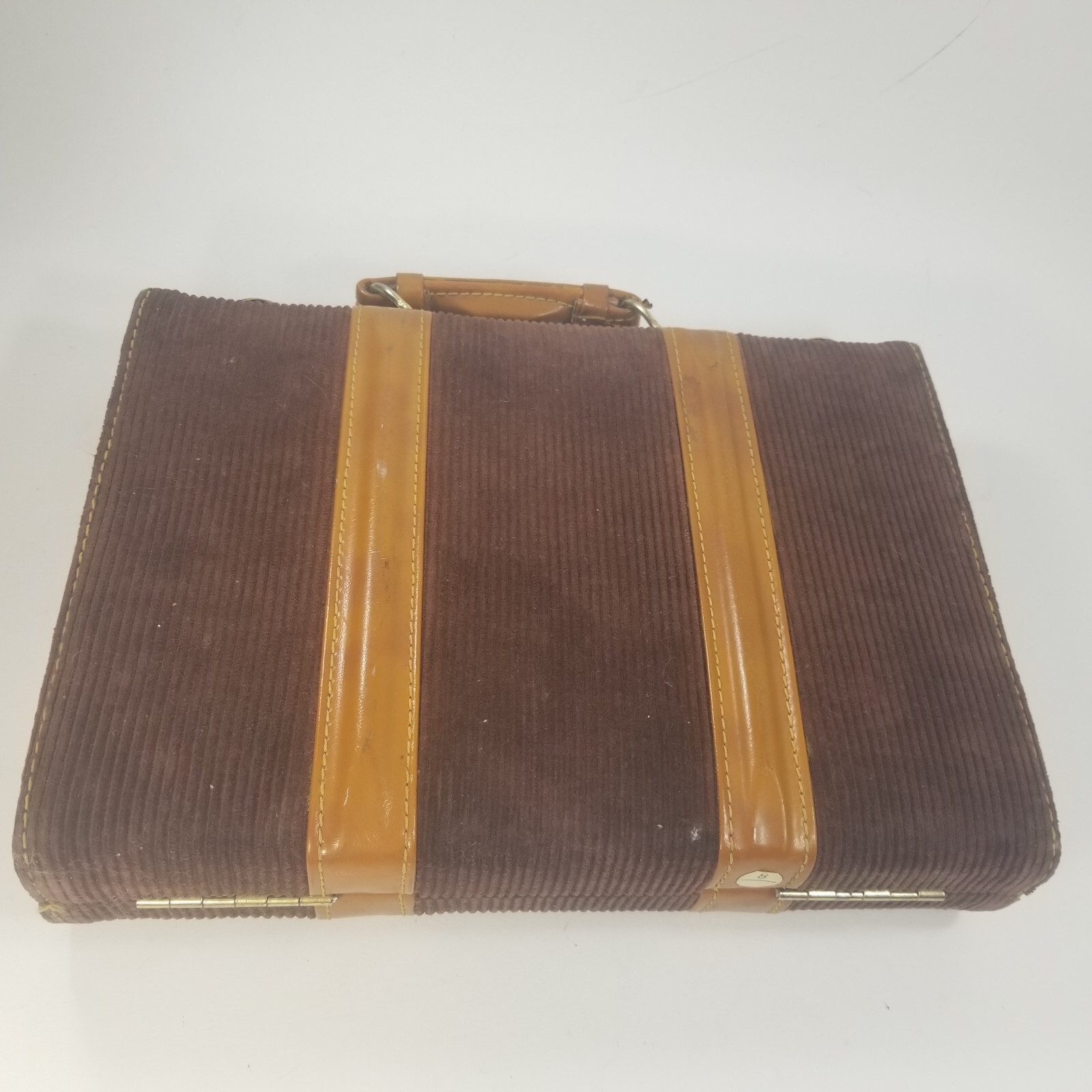 Vintage Leather Corduroy Bakelite Pieces Travel Backgammon Box Set Dice