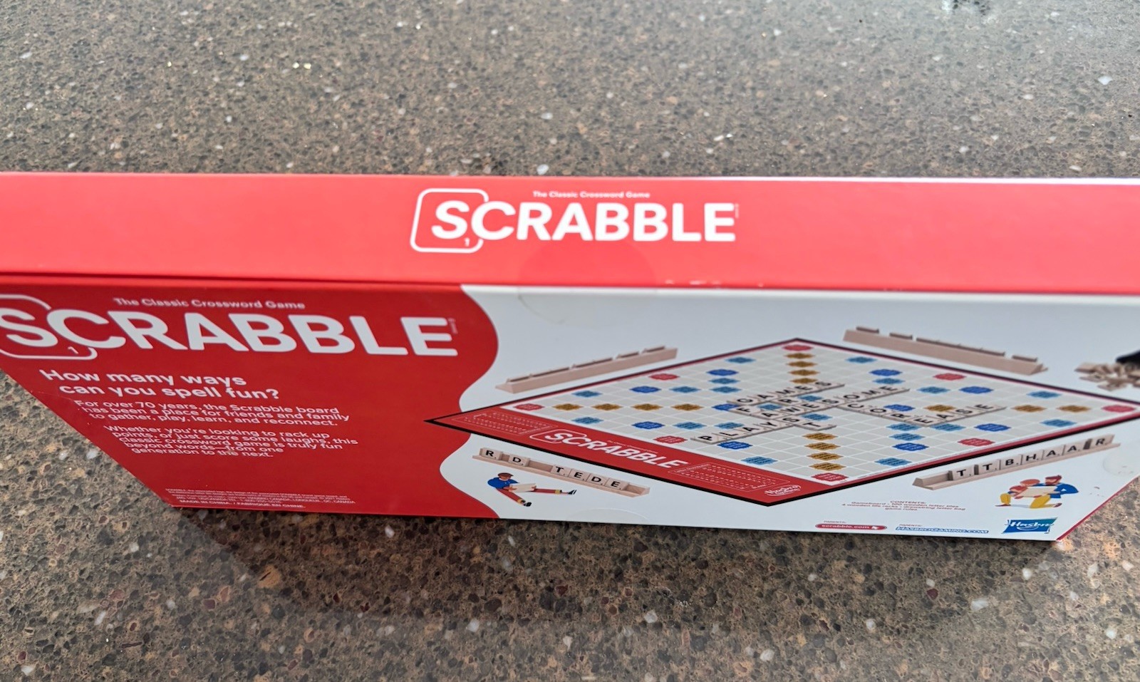 Hasbro Scrabble Word Board Game Complete Set w/ Wooden Tile Racks, 2+ Players 8+