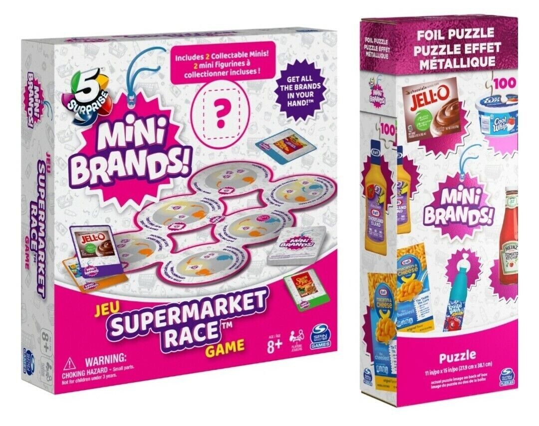 Spin Master Mini Brands Supermarket Race Game & 100pc Puzzle – Brand New/Sealed!