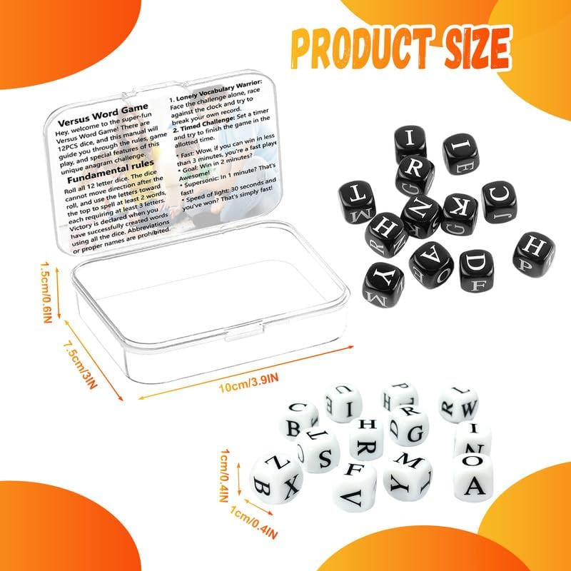 24 Pcs Dice Set, the Crossword Solitaire Game, 6 Sided Dice Crossword Creative G