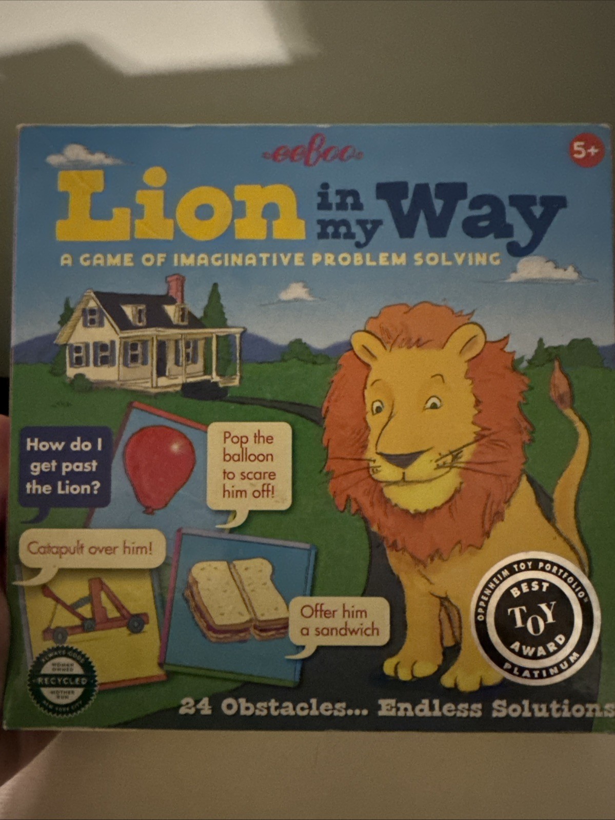 eeBoo Lion in My Way Game Kids Ages 5+ Imaginative Problem Solving Animal Box