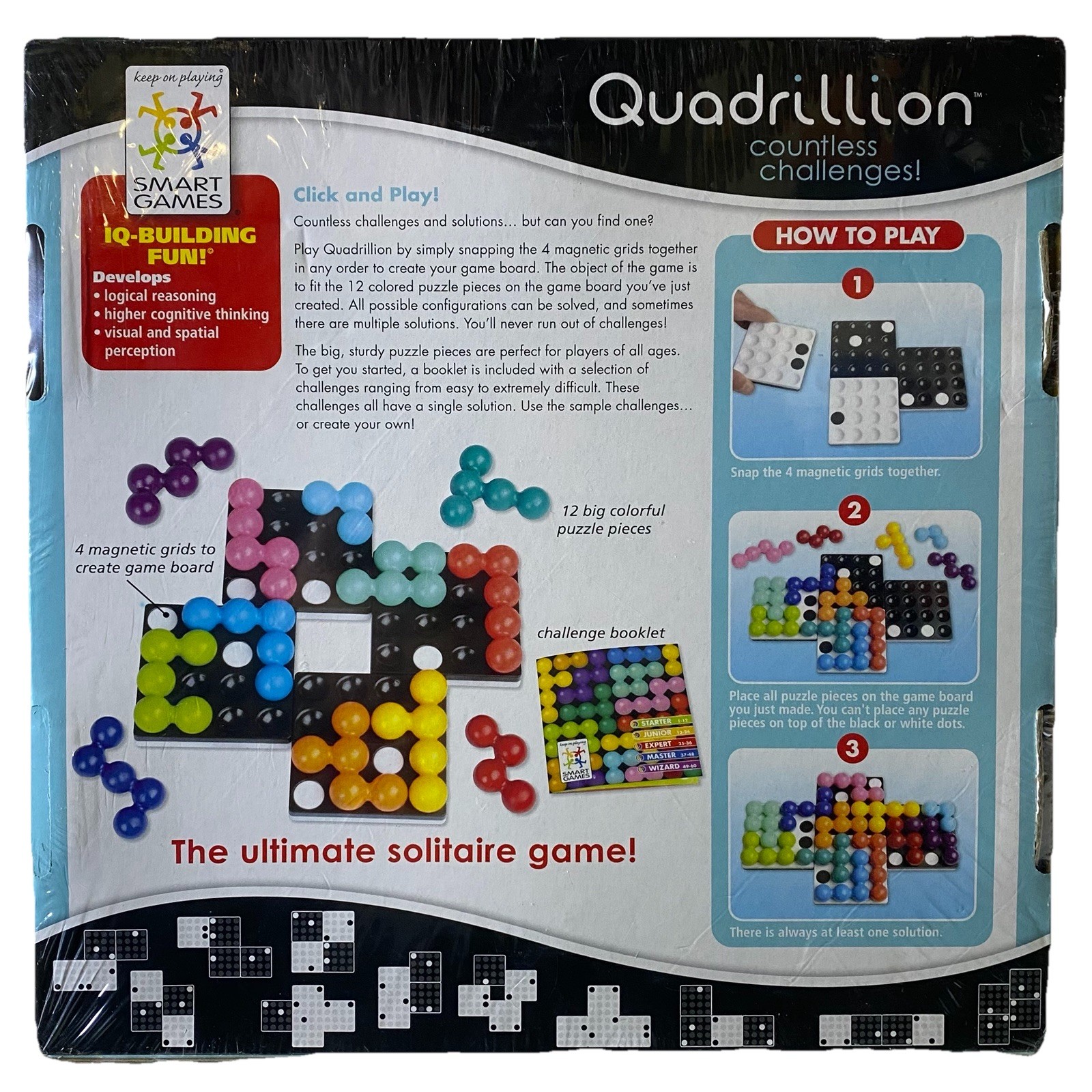 NEW! SEALED! Smart Games Quadrillion Magnetic Puzzle Game, Solitaire, 1+ Players