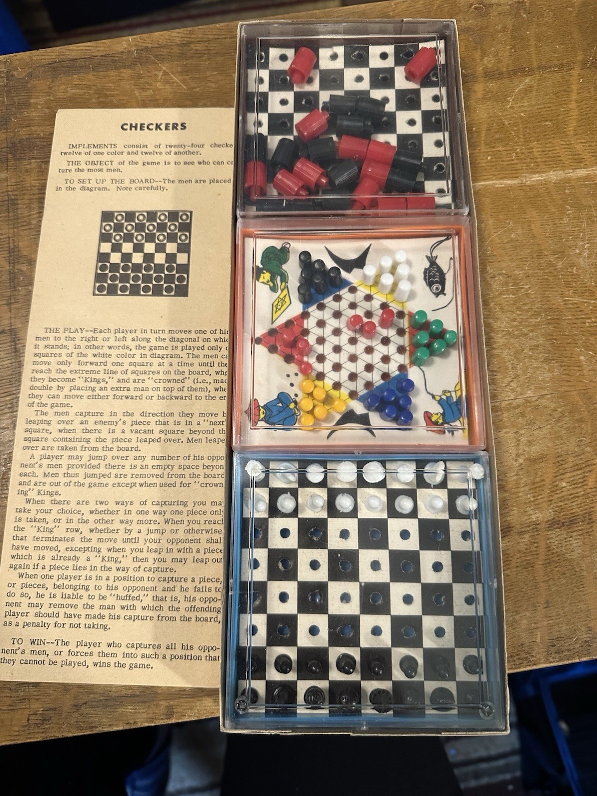 Vintage Travel Trio 3 Plastic Pocket Games #1399 B.C.C. of Hong Kong