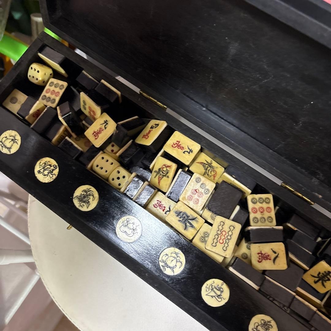 Mahjong Set Wooden Case EC Model Complete Tiles Game Japan