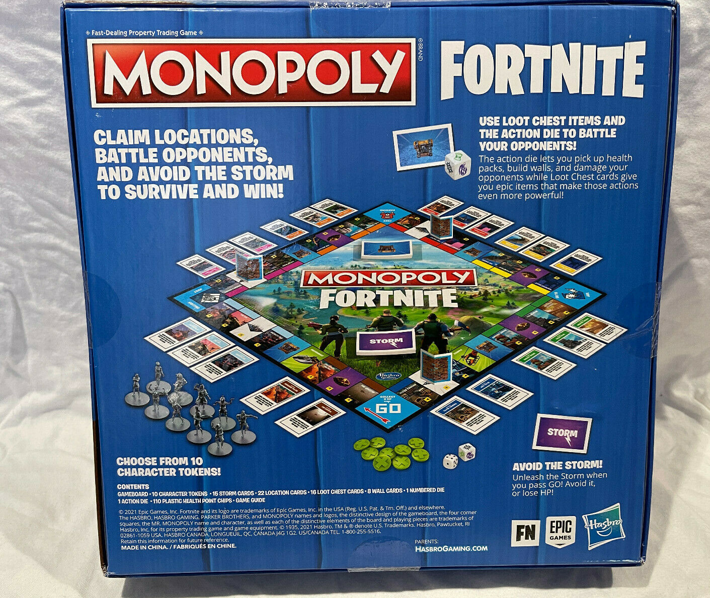 Monopoly Fortnite Collector’s Edition Board Game Hasbro w/In Game Back Bling Set