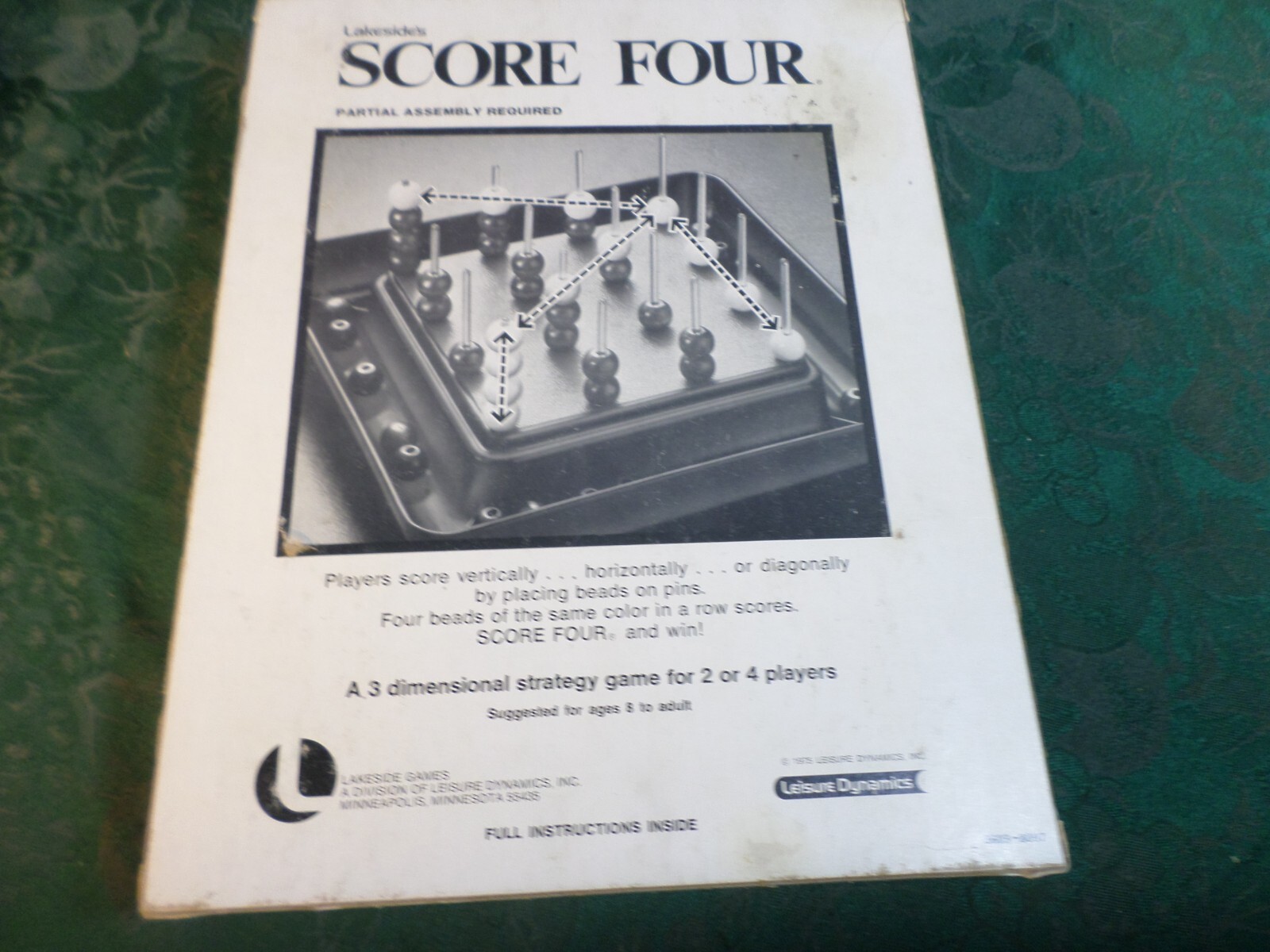 1975 Leisure Dynamics Lakeside Score Four Game w/Box-Ages 8 to Adults-#8325