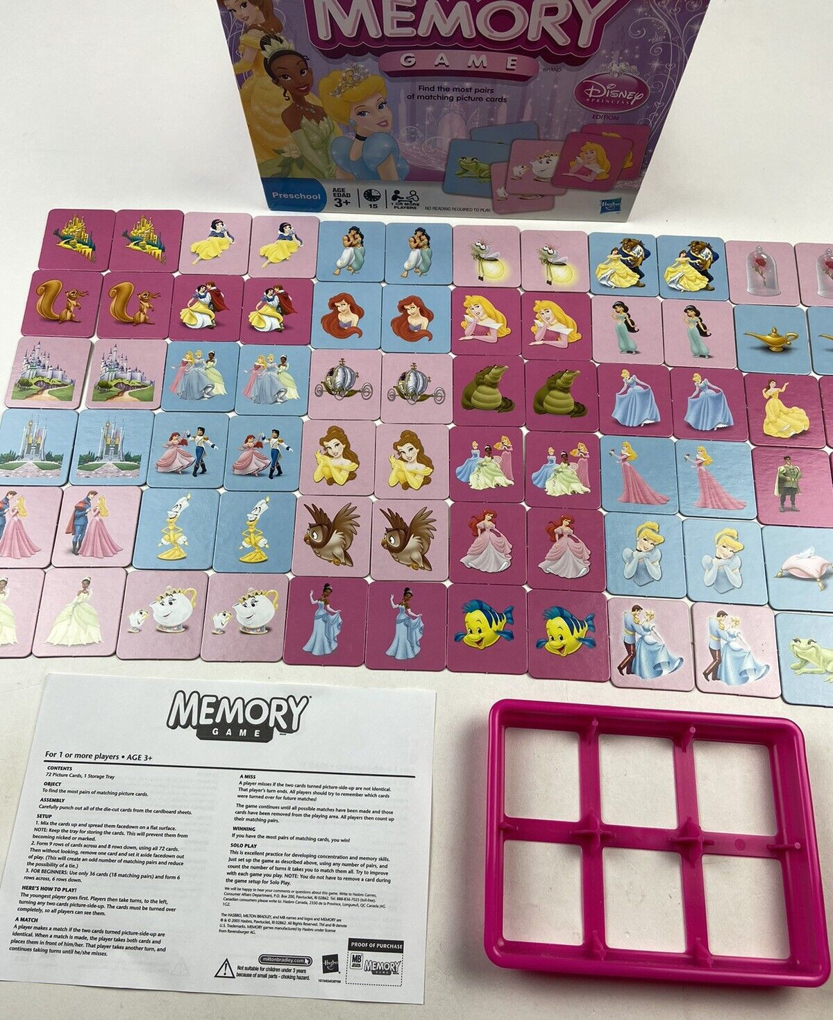 Memory Disney Princess Edition Matching Game By Hasbro 2010 COMPLETE! EUC