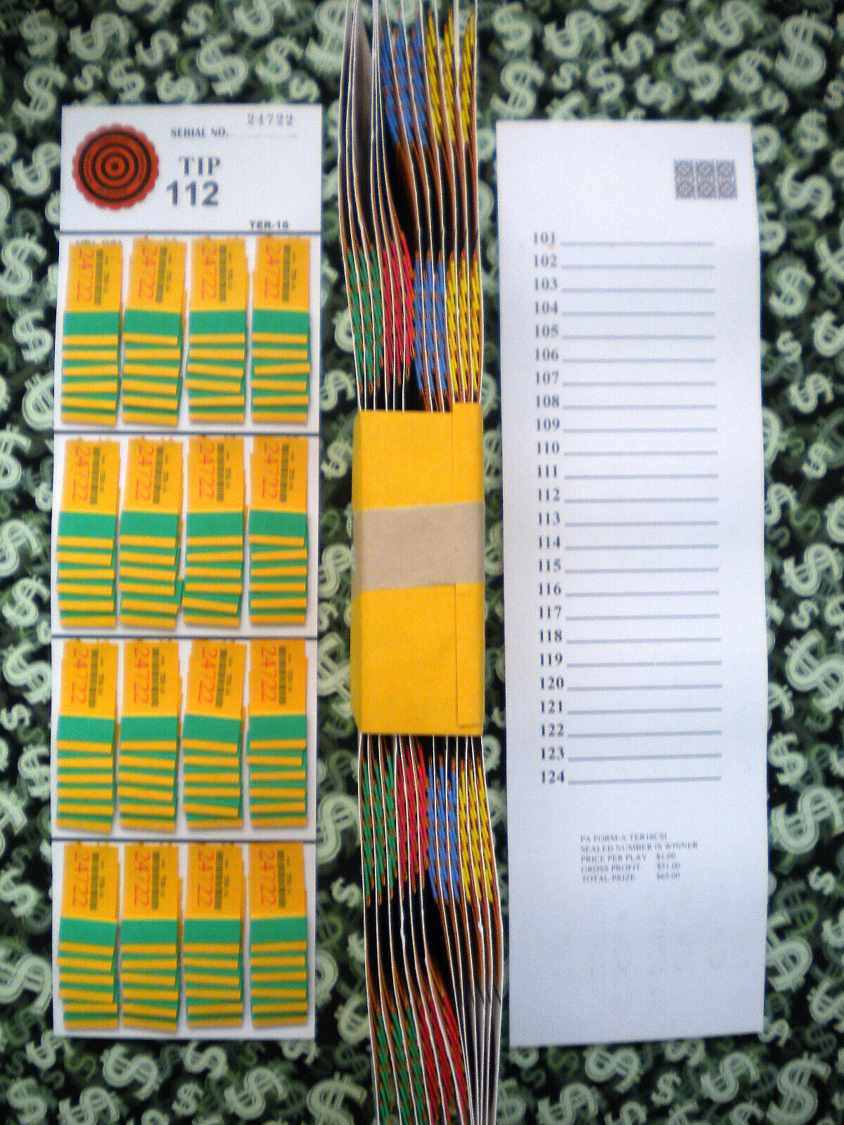 1 Dozen ~ 96 TER-16 REGULAR “NOT Sure” TIP BOARDS {101-124} Pull Tab Jar Tickets