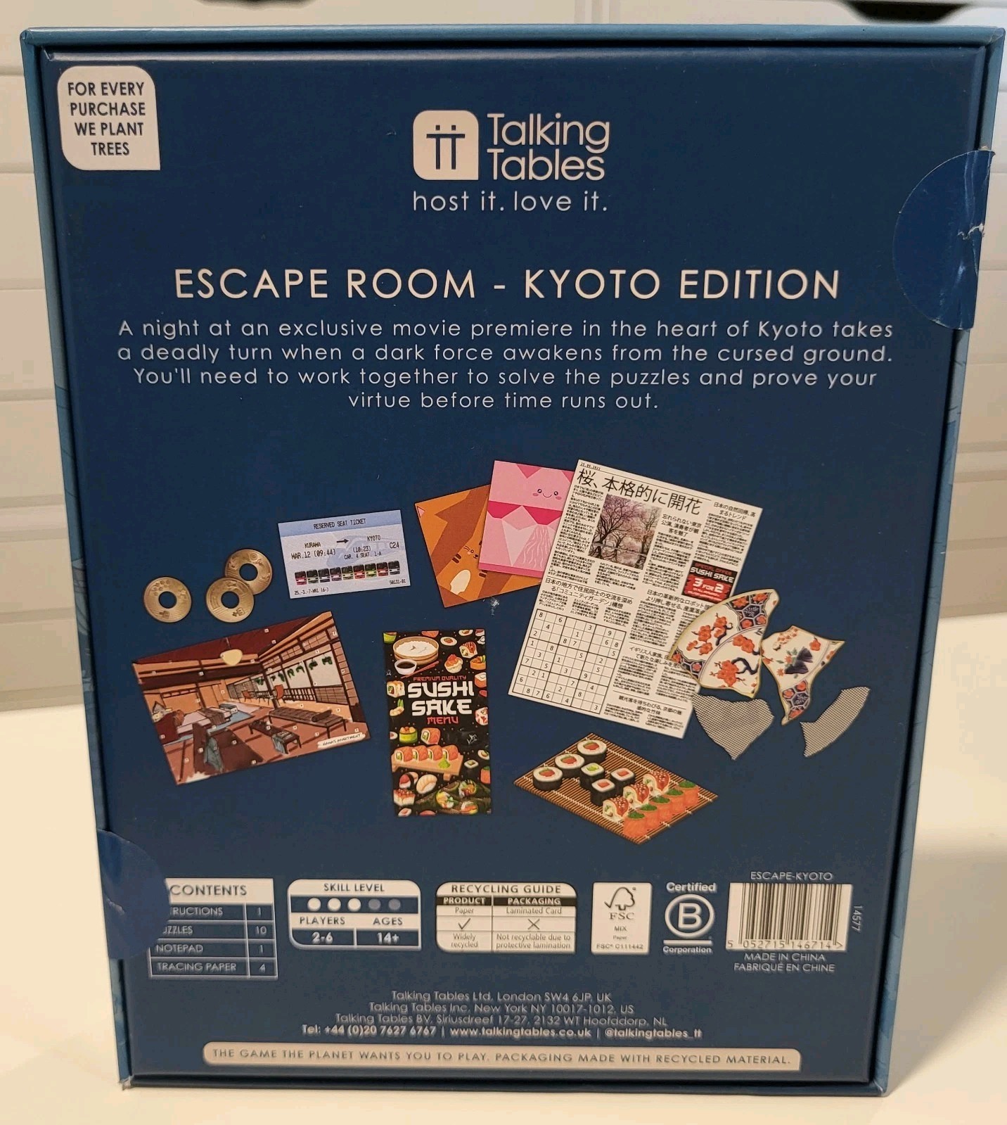 Escape Room Game Kyoto Edition Talking Tables 2-6 Players 14 Years+ New Sealed