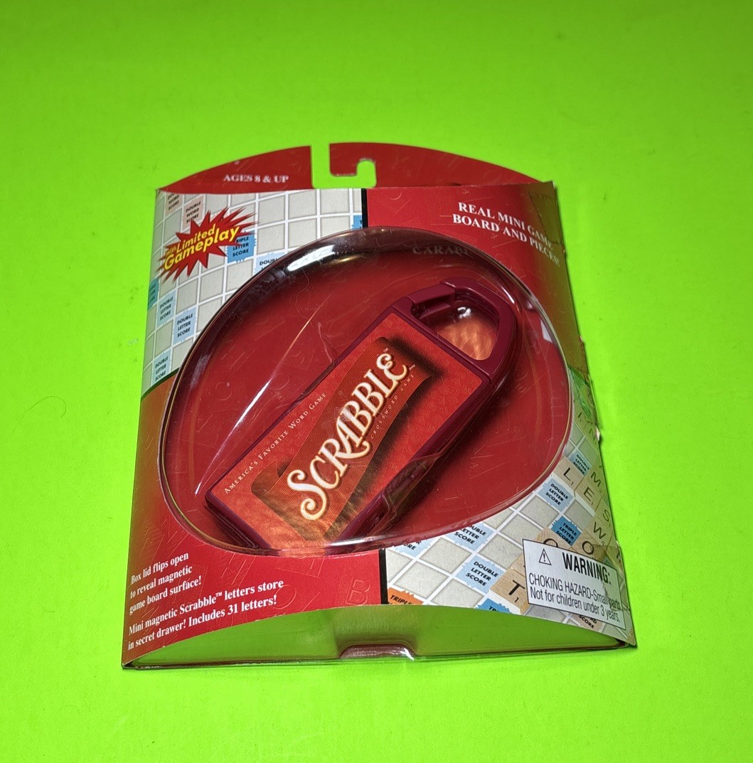 SCRABBLE Mini Word Game Board Magnetic Travel Carabiner Hasbro BRAND NEW SEALED