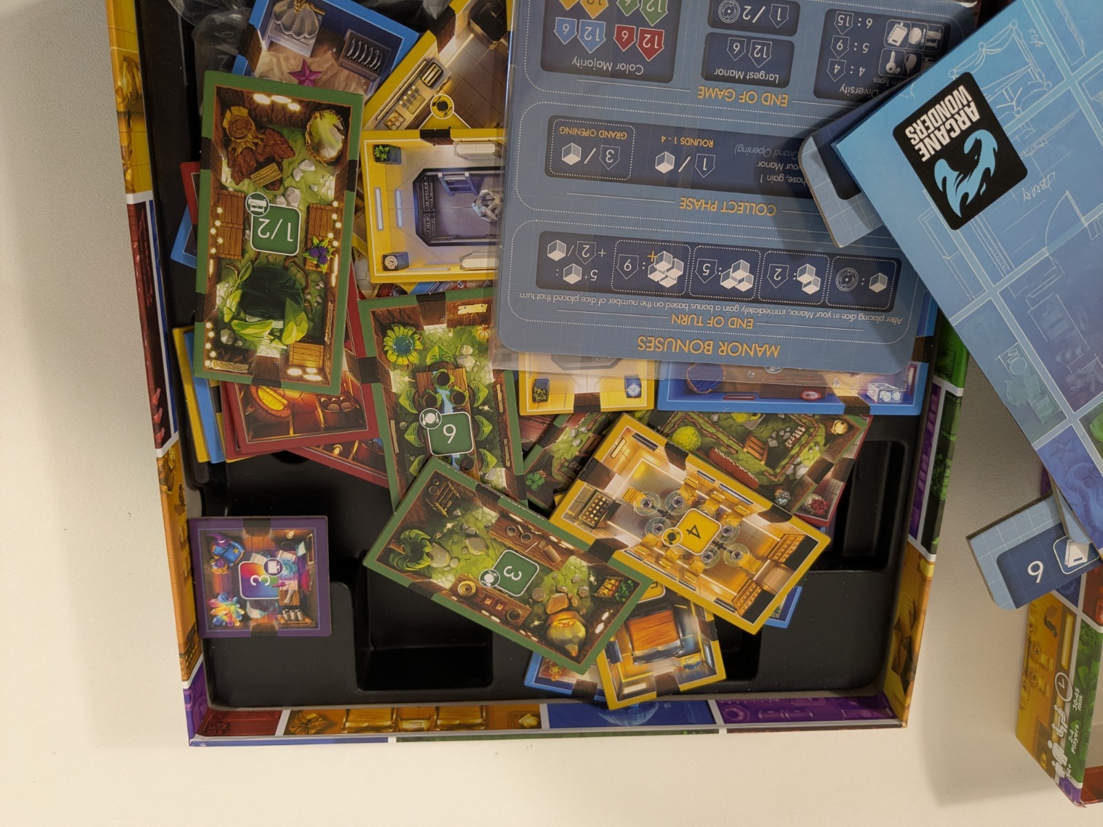 Dice Manor Arcane Wonders Board Game Complete Dice Tower Garrett Herdter