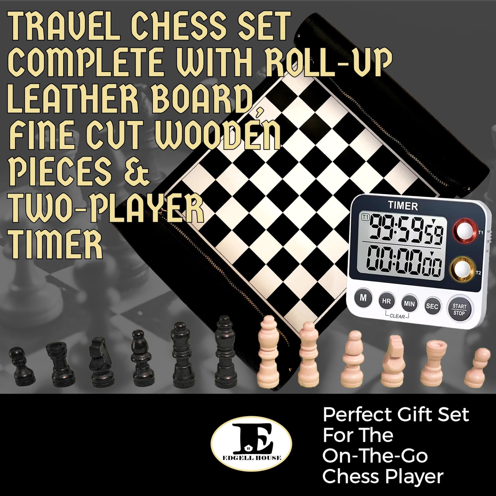 Edgell House Roll Up Chess Set Portable