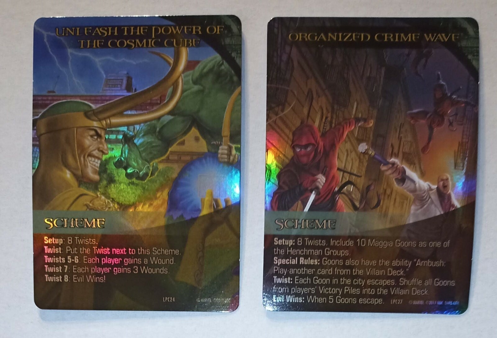 Marvel Legendary Foil Promo Card Lot Set Power Cosmic Cube Organized Crime Wave