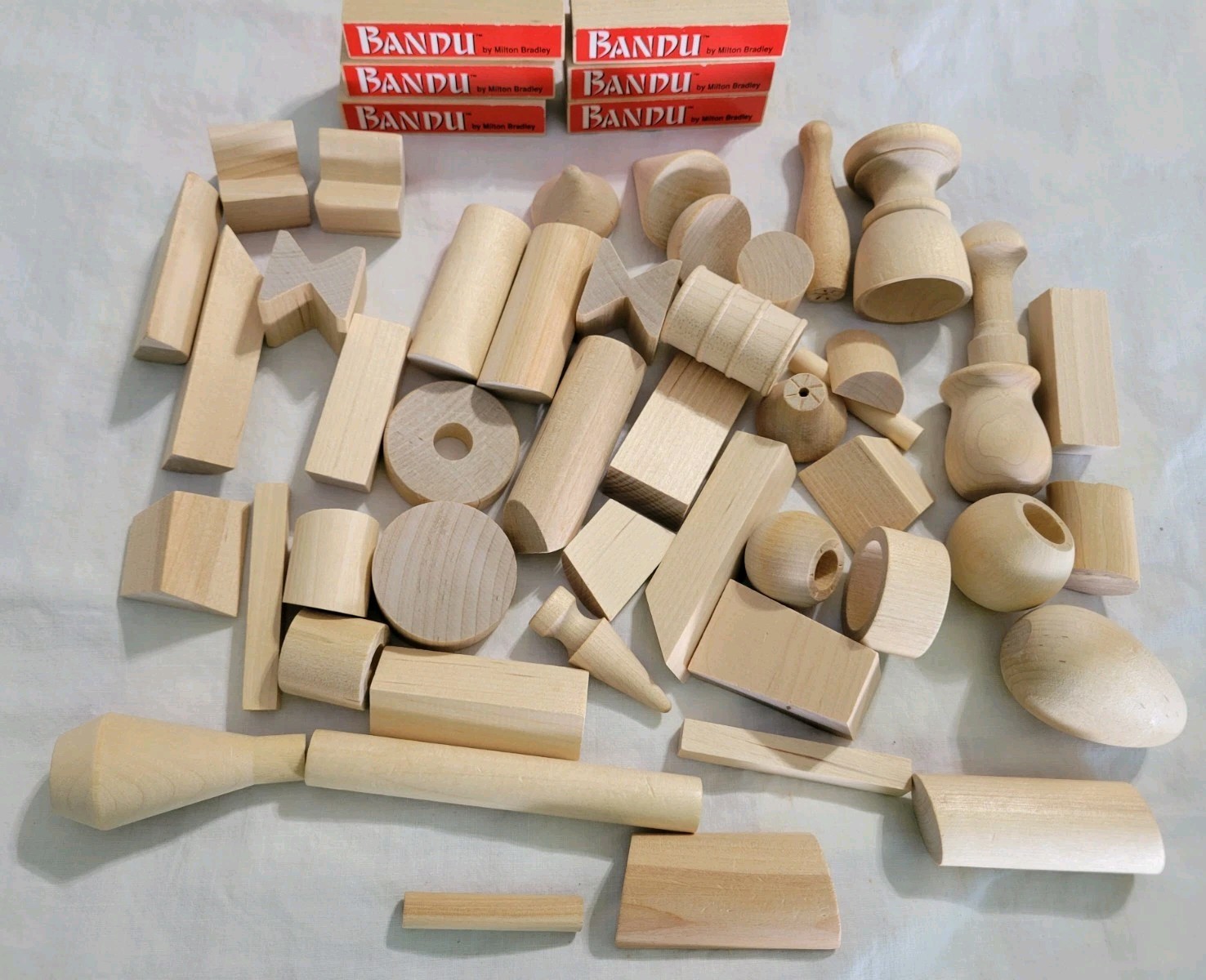 Bandu Stacking Game Hardwood Pieces 1993 Milton Bradley Missing 1 WoodPiece READ