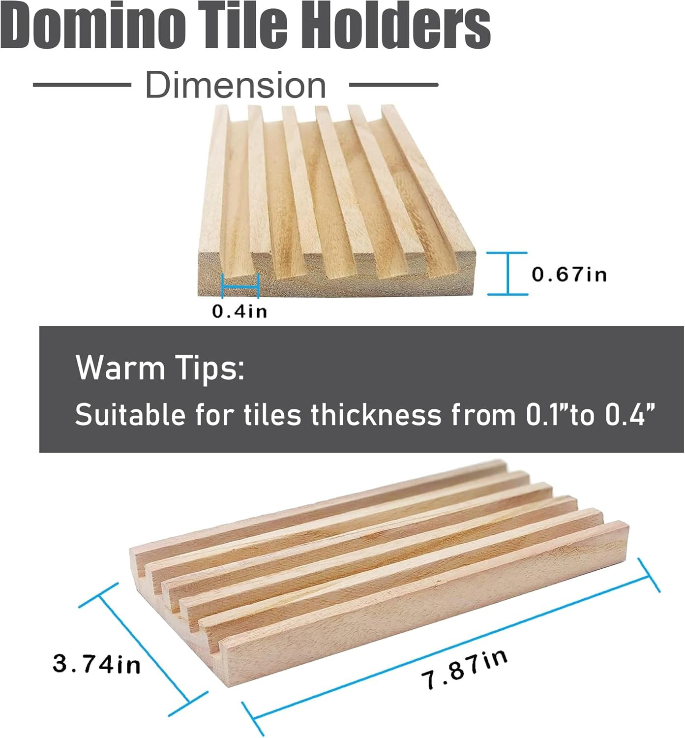 Wooden Domino Trays/Racks Set of 8 Mexican Train Domino Trays/Racks Double 12 Ti