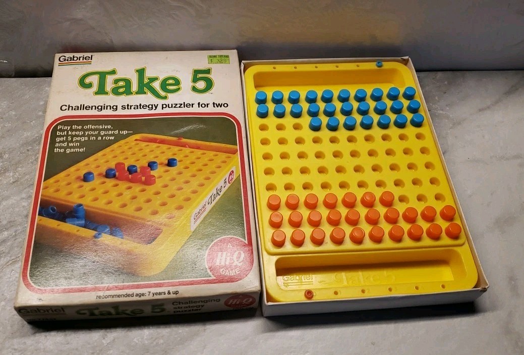 Vintage 1977 Take 5 Board Game Gabriel Complete Strategy Puzzler Retro 70s Toy