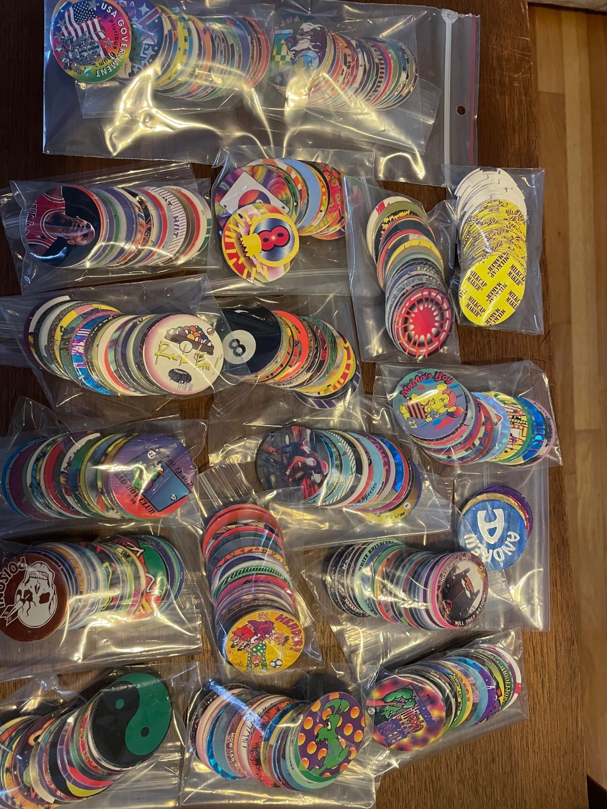 LOT OF ~340 UNSORTED POGS/MILK CAPS – Includes 56 State/US gov Branch pogs