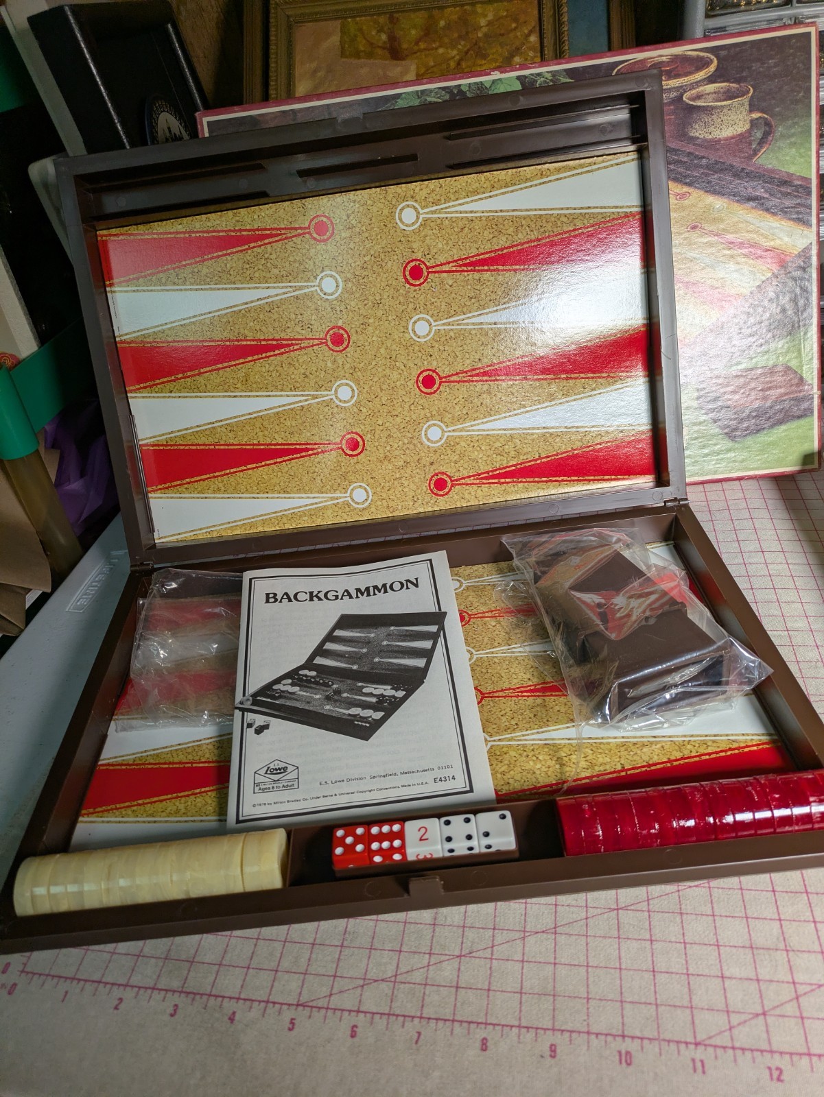 Vtg 70s Backgammon Lowe Plastic Box Board Game COMPLETE