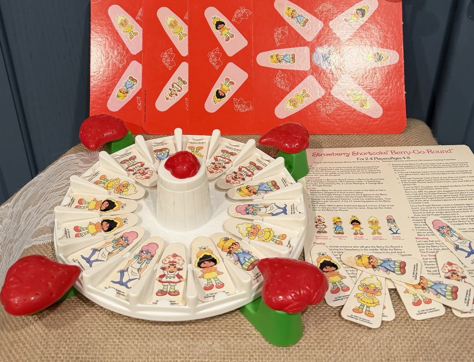 1981 Parker Brothers Strawberry Shortcake Berry-Go-Round Carousel Game, Complete