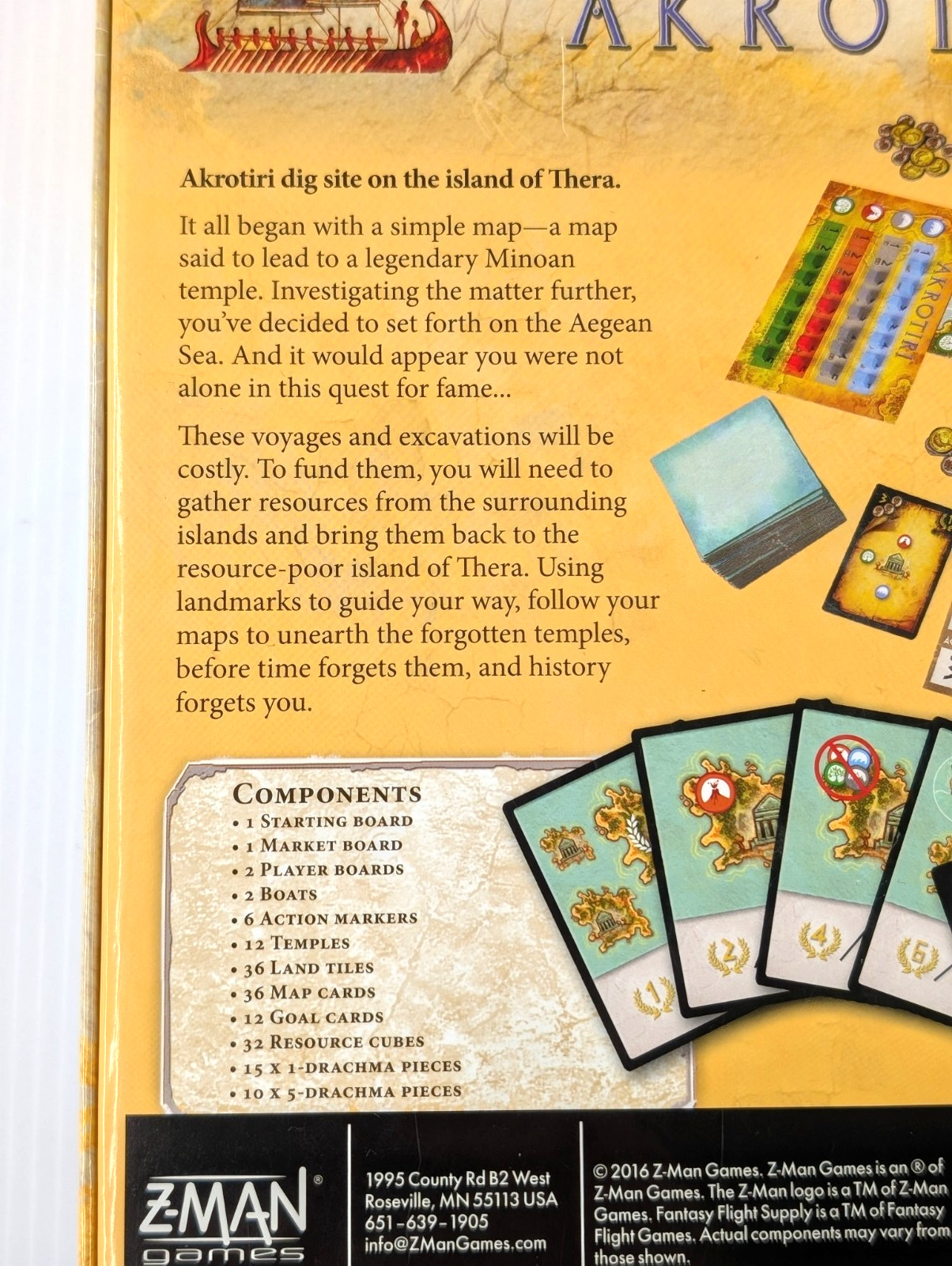 Akrotiri – 2-Player Card/Board Game by Z-Man Games – 100% COMPLETE – VGC