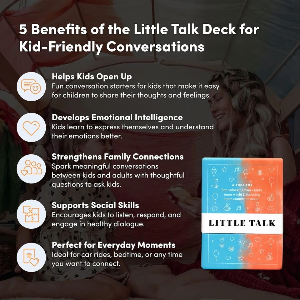 Little Talk Conversation Cards for Kids – 170 Prompts for Social Skills, Family