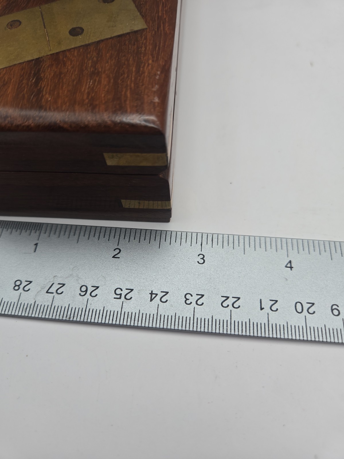 Double Six Wood Dominoes Set w Brass Inlays in Wooden Case With Latch Rare!