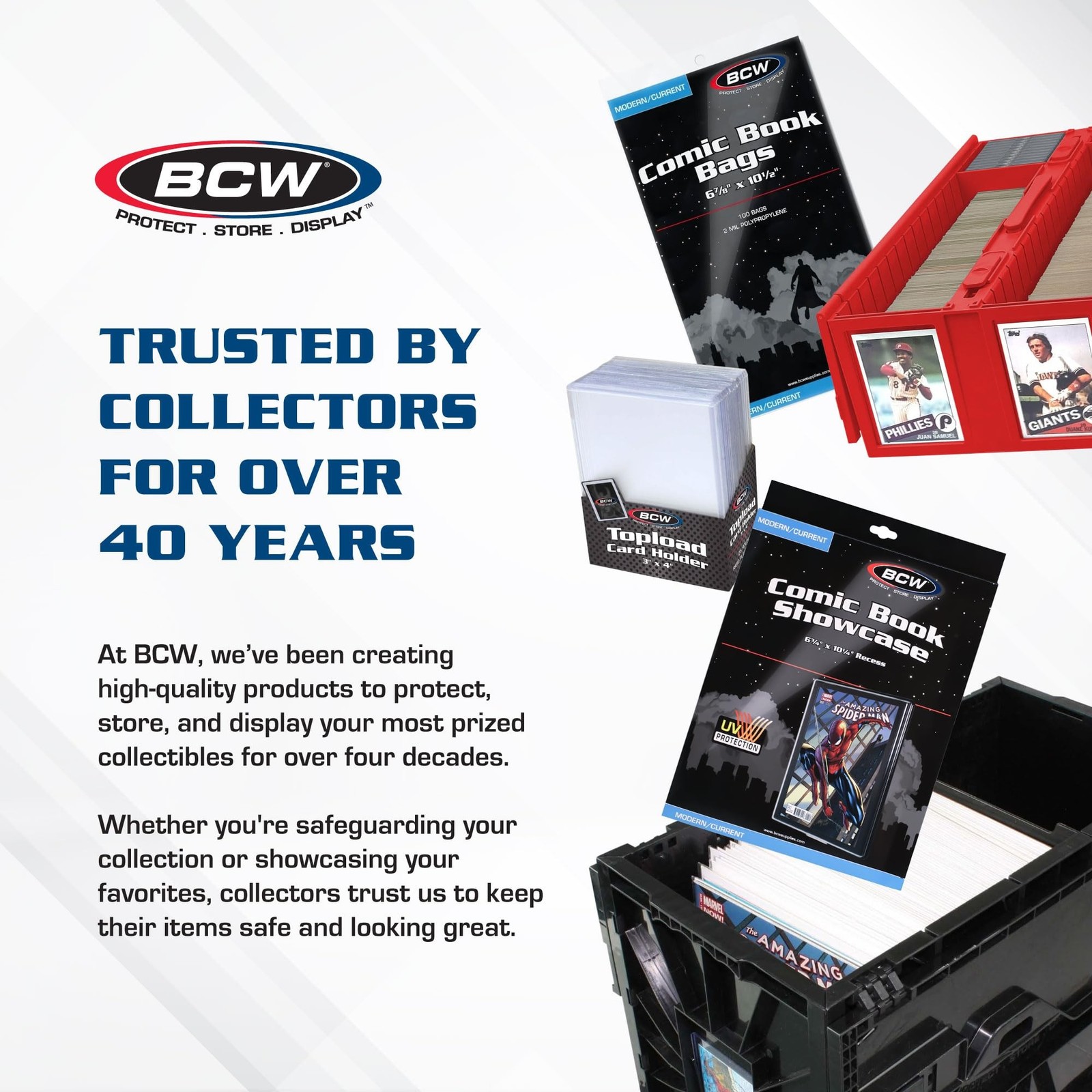 BCW Collectible Card Bin (2-Pack, Gray) | Holds 3200 Cards Each | Includes 4 …