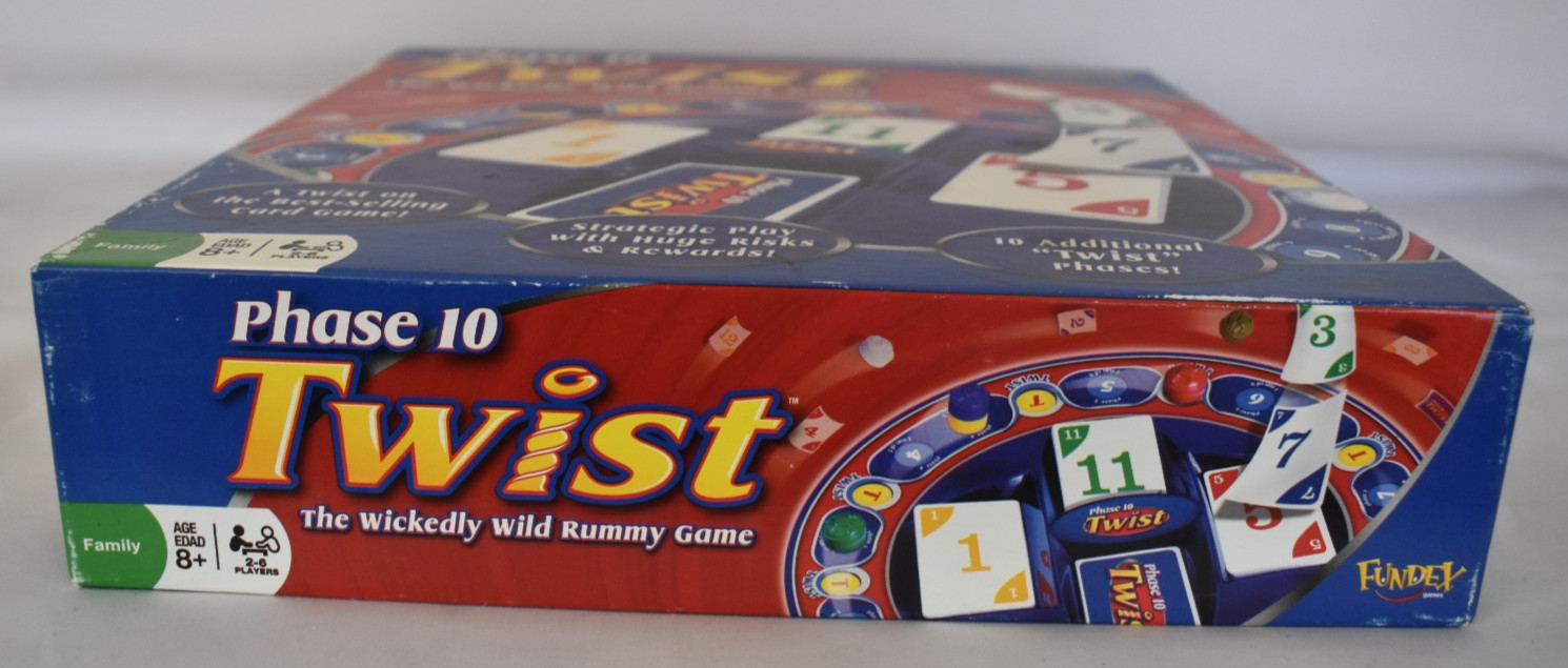 Phase 10 Twist Board Game Open Box SEALED PARTS Fundex 2008 Wickedly Wild Rummy