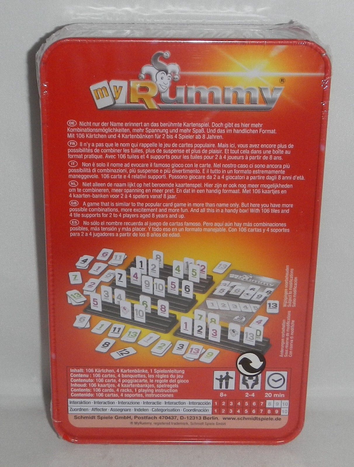 Schmidt Spiele MyRummy 51281 Rummikub Tile Game in Tin
