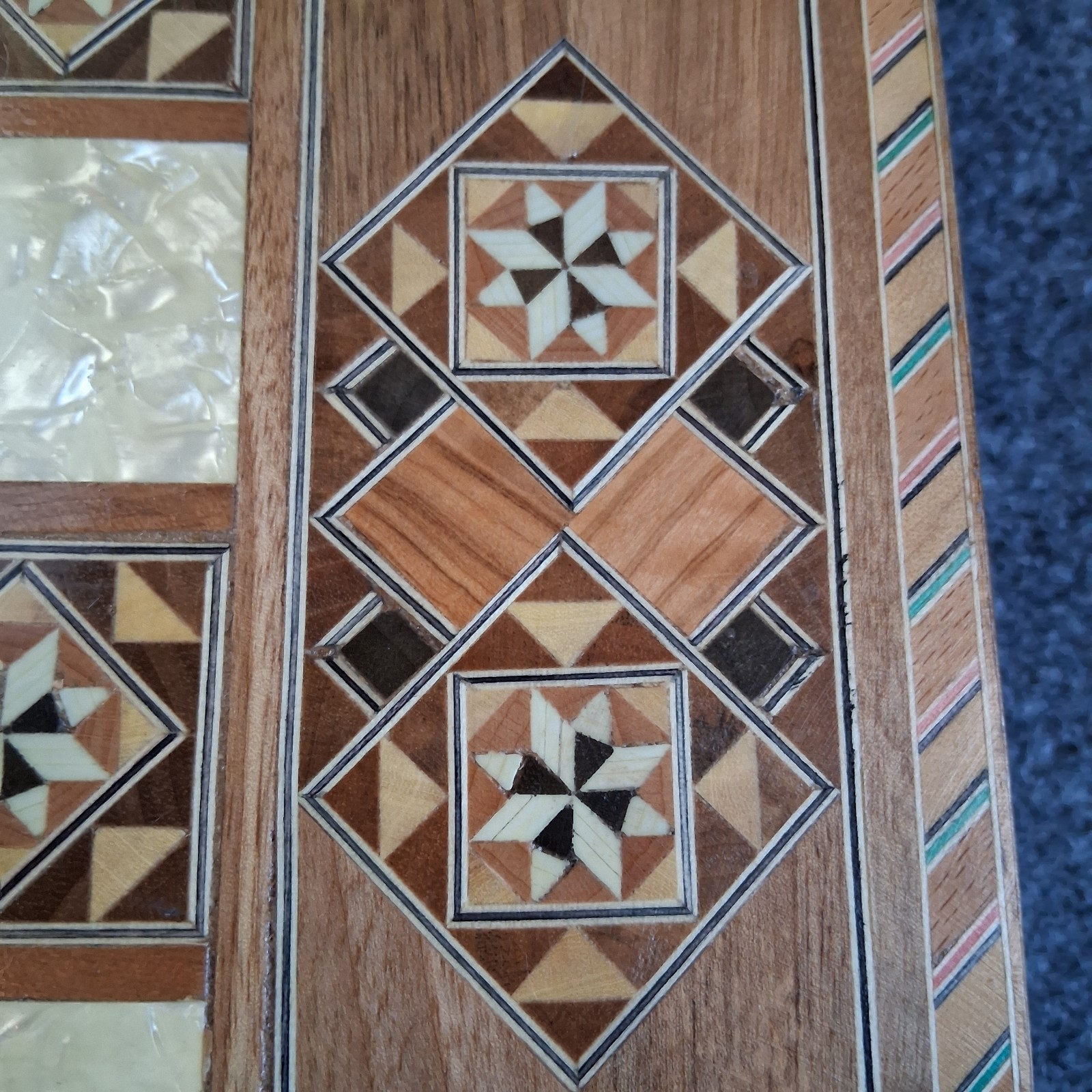 Mediterranean Backgammon & Checkers Set Marquetry Mother Of Pearl Inlay 20″