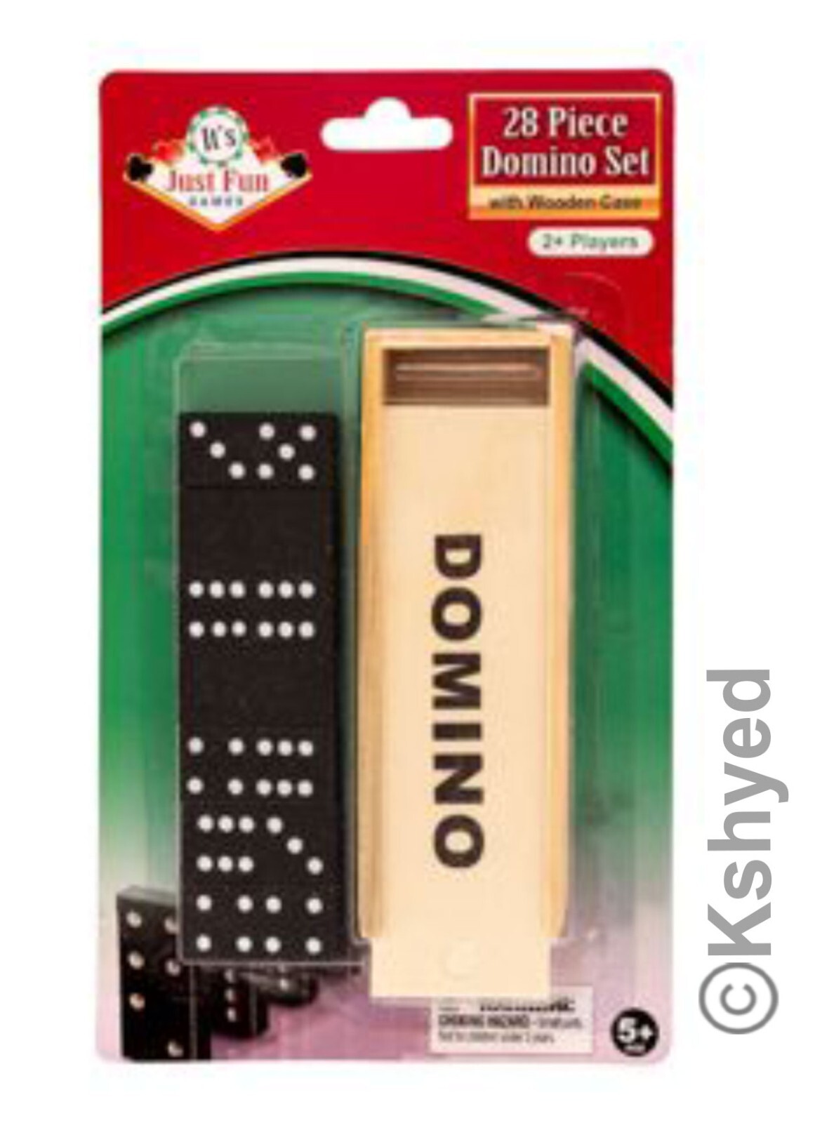 DOUBLE SIX DOMINOES MINI DOMINO SET OF 28 BLACK TILES WITH WOOD CASE (1 Pack)