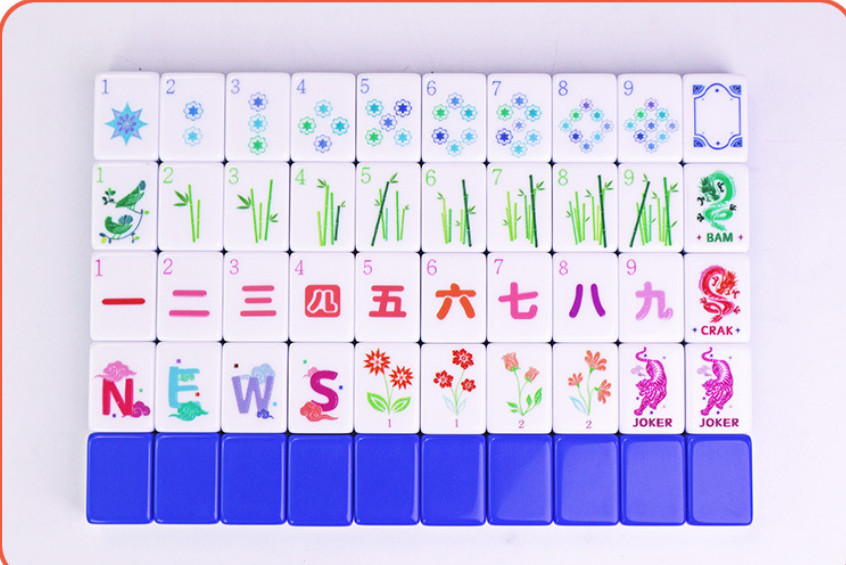 NEW! Vibrant Layered Mahjong Tiles – Full American Set 160Tiles – blue acrylic
