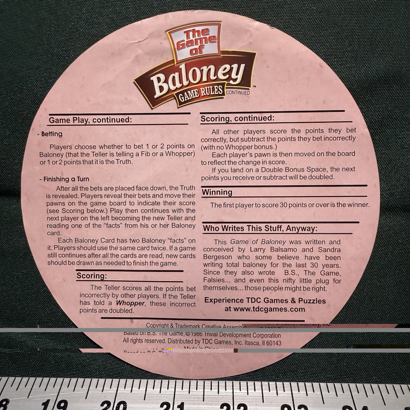 TDC Games-The Game of Baloney – Fibbing Fun For the Whole Family-Free Shipping